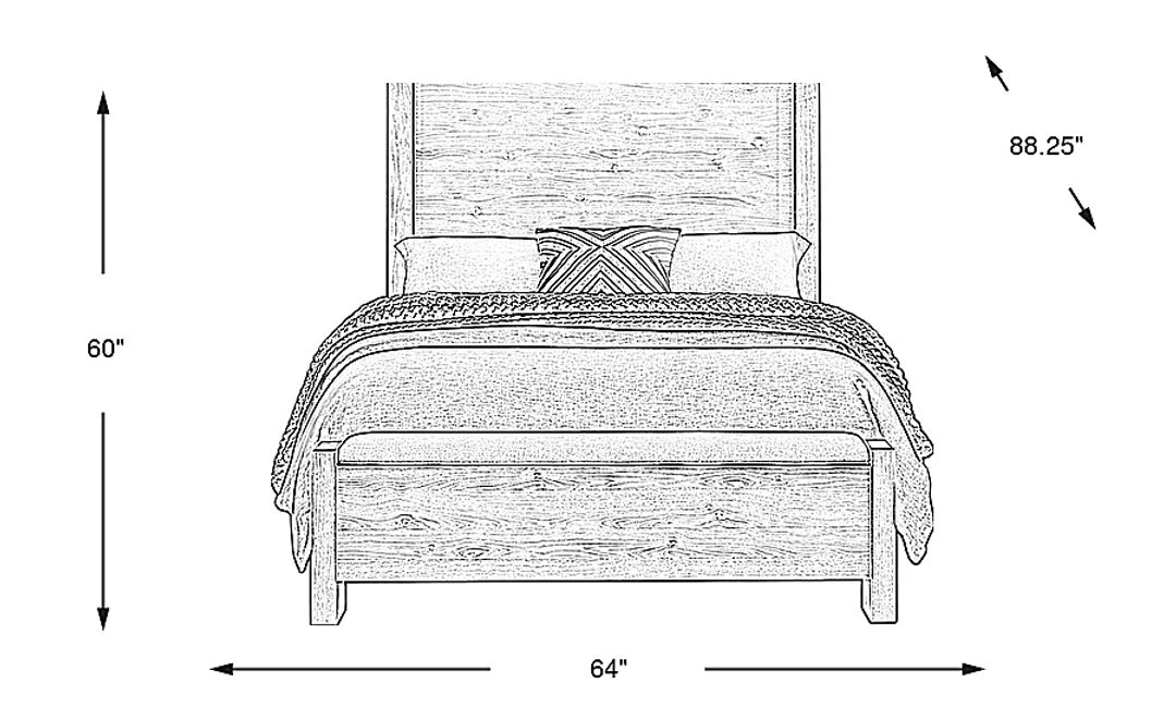Ithaca Natural 3 Pc Queen Panel Bed with Bench