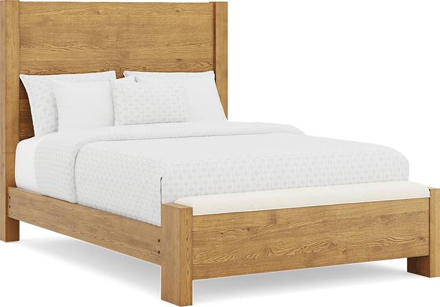 Ithaca Natural 3 Pc Queen Panel Bed with Bench - Thumbnail - Image 1