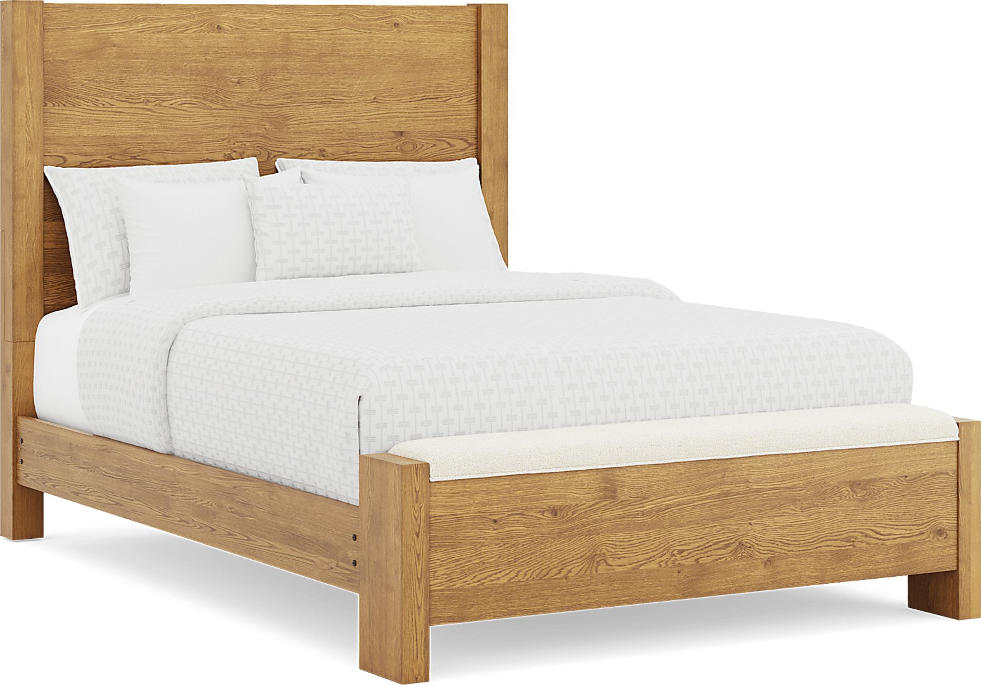 Ithaca Natural 3 Pc Queen Panel Bed with Bench - Image 1