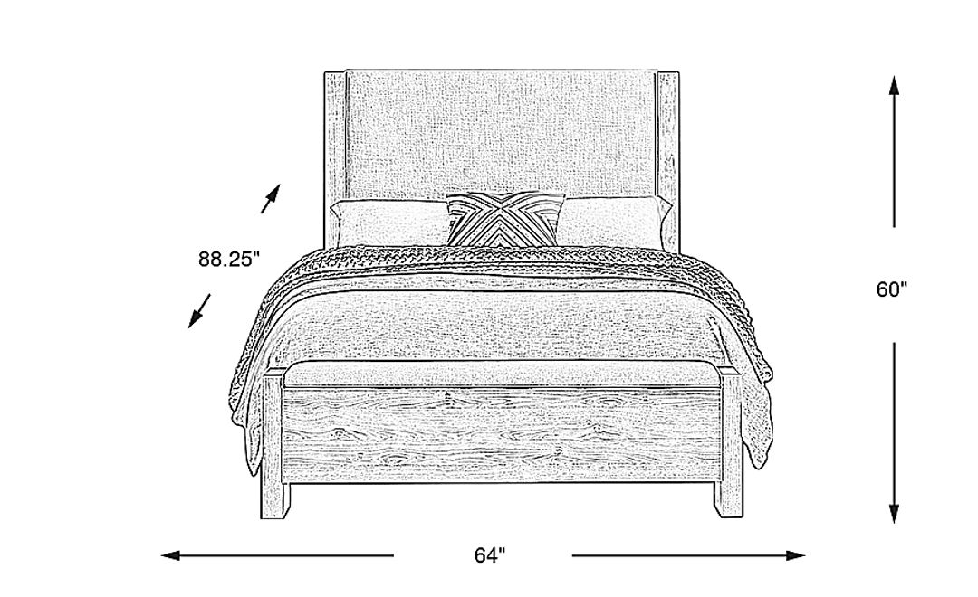Ithaca Natural 3 Pc Queen Upholstered Bed with Bench