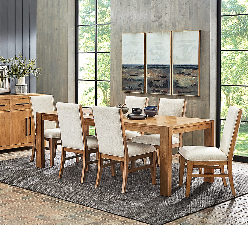 Ithaca Natural 5 Pc Dining Room with Upholstered Chairs