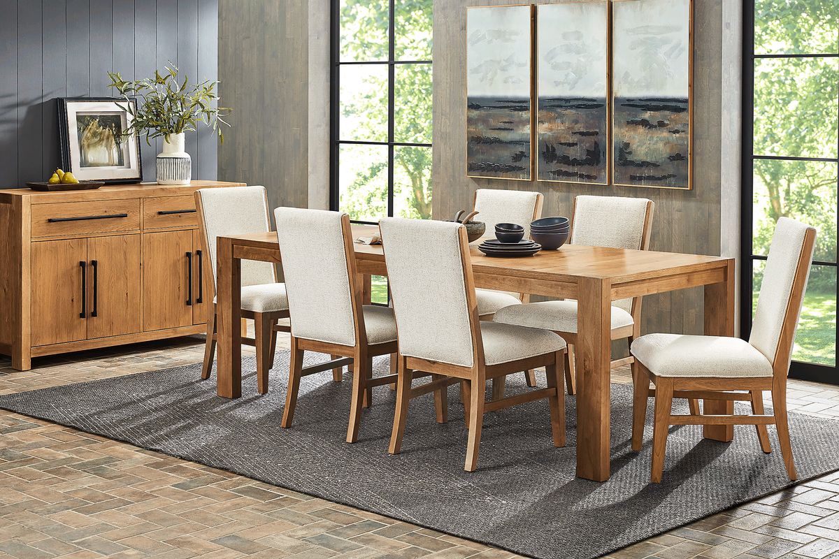 Ithaca 5 Pc Natural Light Wood Dining Room Set With Dining Table ...