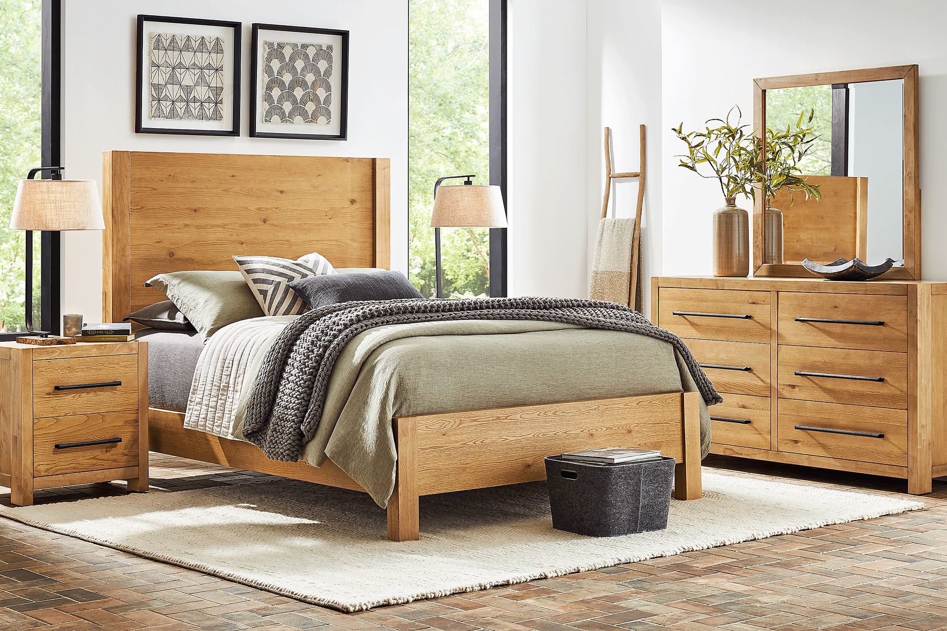 Ithaca Natural 5 Pc King Panel Bedroom - Image 1
