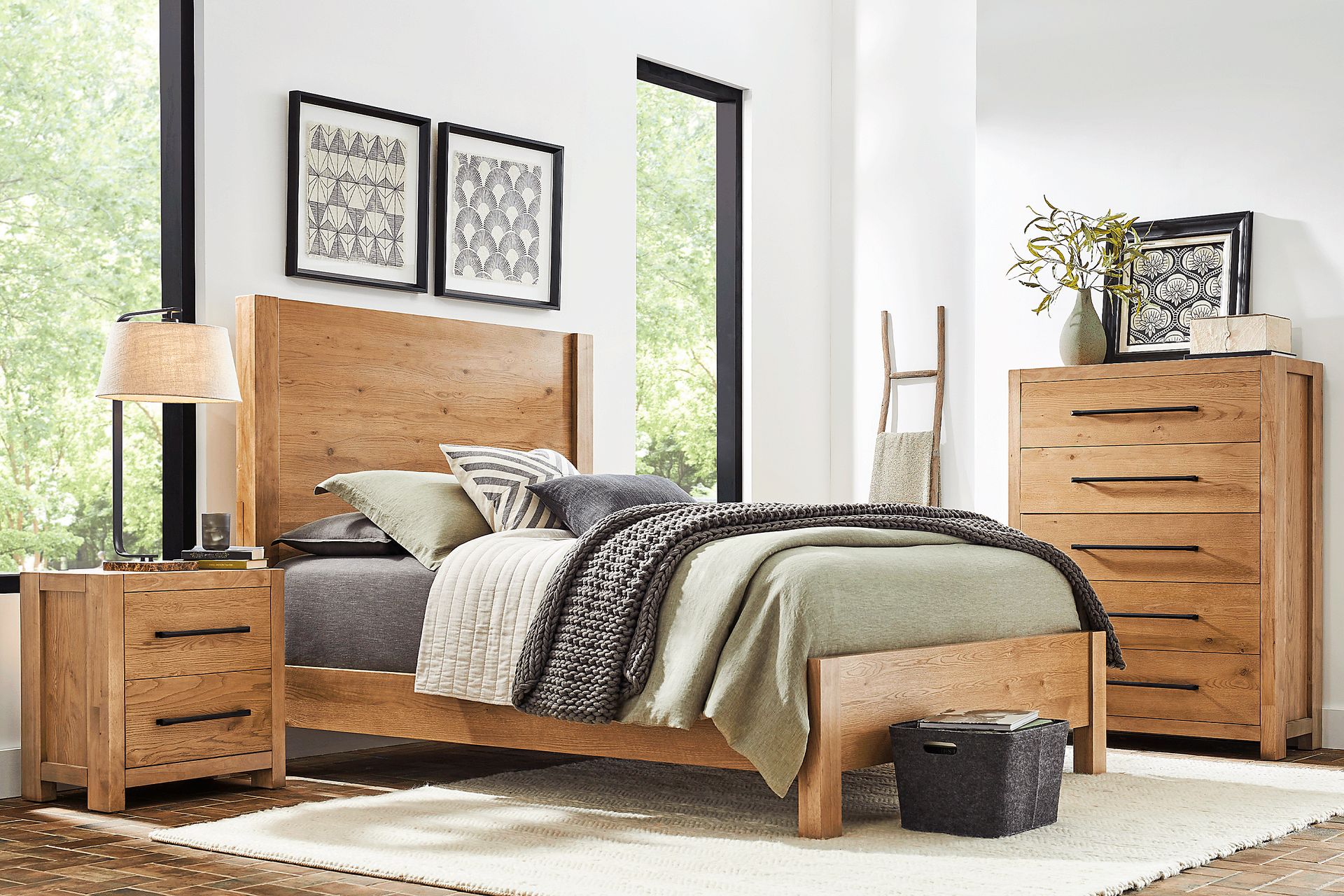 Ithaca Natural 5 Pc King Panel Bedroom - Image 1