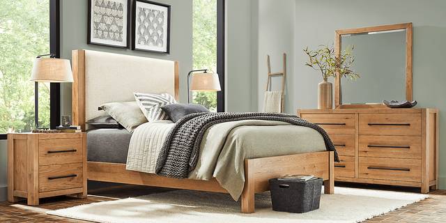 Ithaca Natural 3 Pc King Upholstered Bed - Thumbnail - Image 2