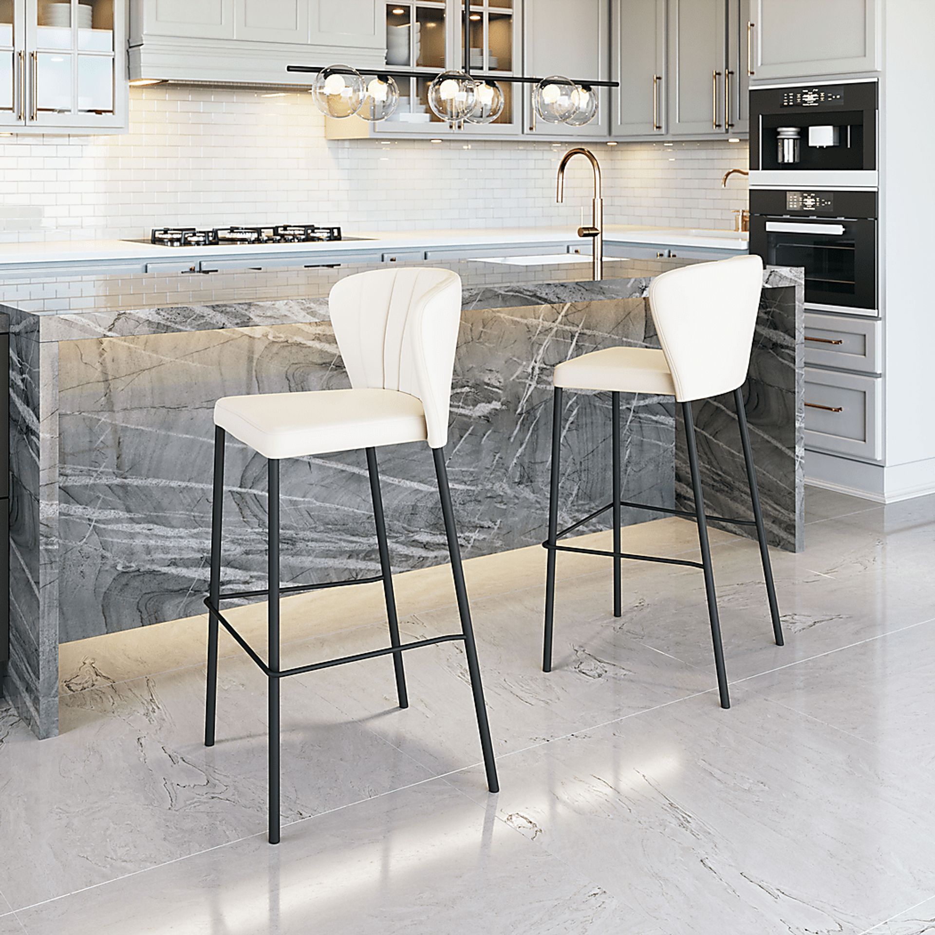 Ivie Beige Barstool, Set of 2 - Image 2