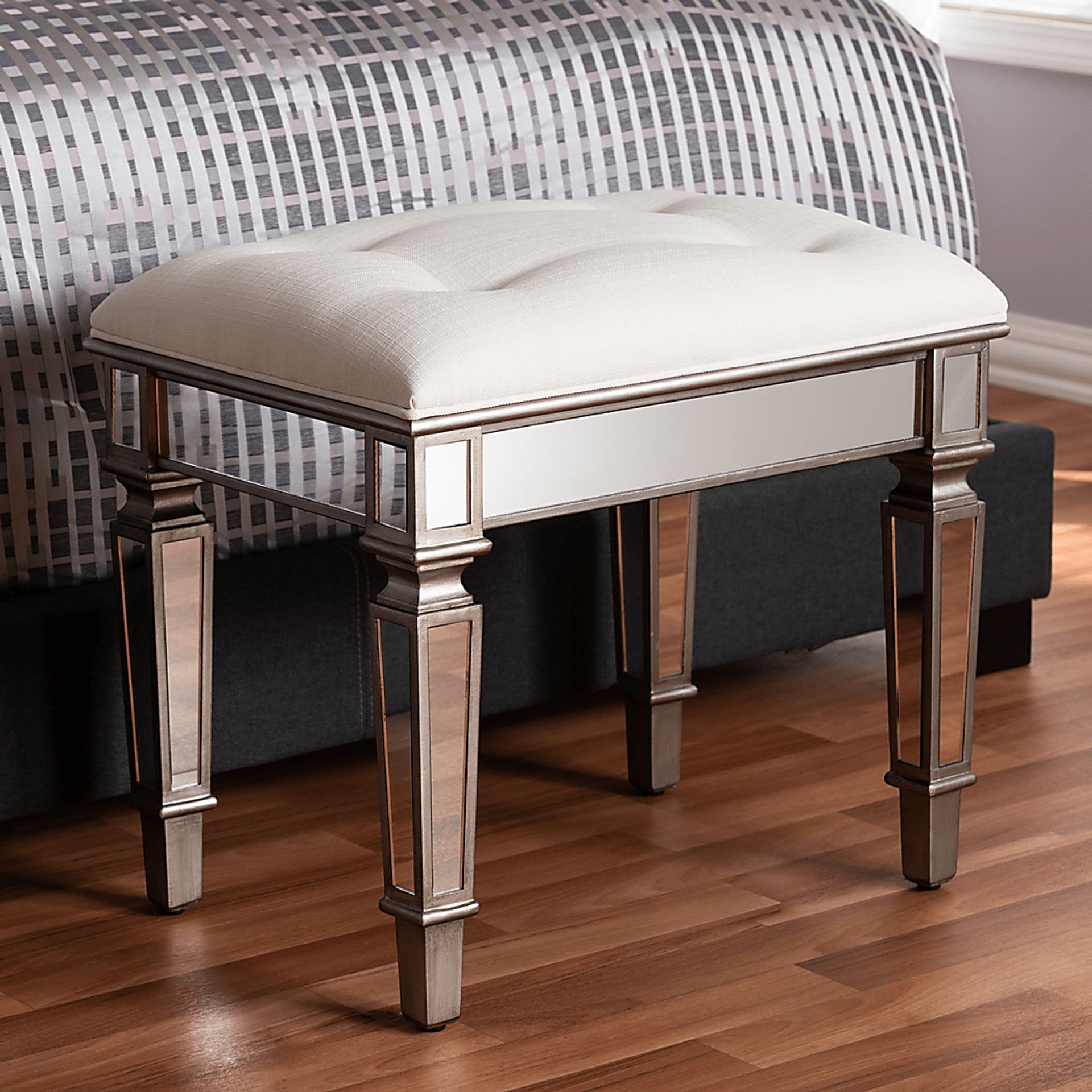 Ivis White Vanity Stool - Image 2