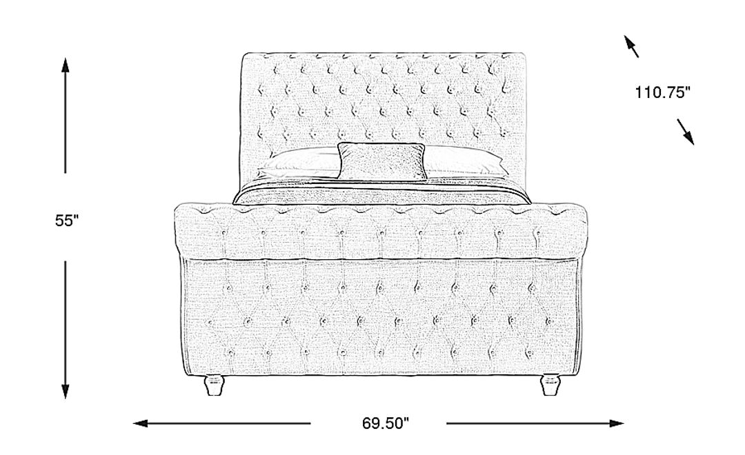 Ivy Brown 3 Pc Queen Upholstered Sleigh Bed