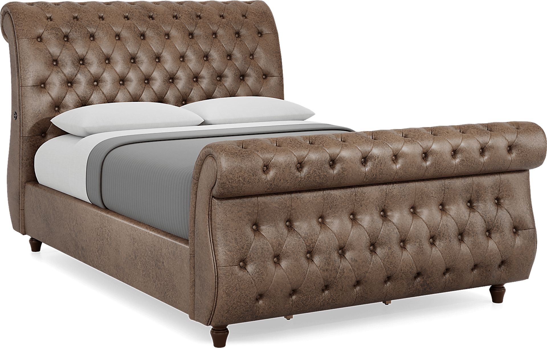 Ivy Brown 3 Pc Queen Upholstered Sleigh Bed - Image 1