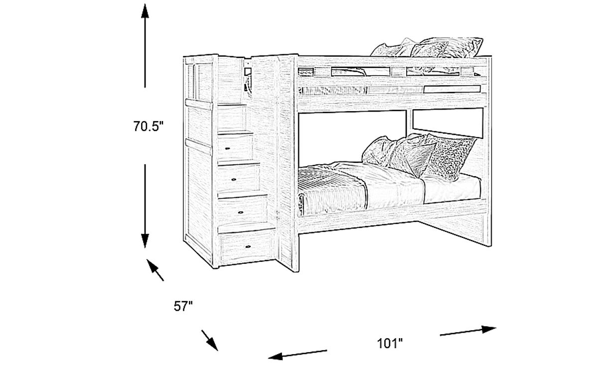 Ivy League 2.0 Walnut Dark Wood Full/Full Step Bunk Bed | Rooms to Go