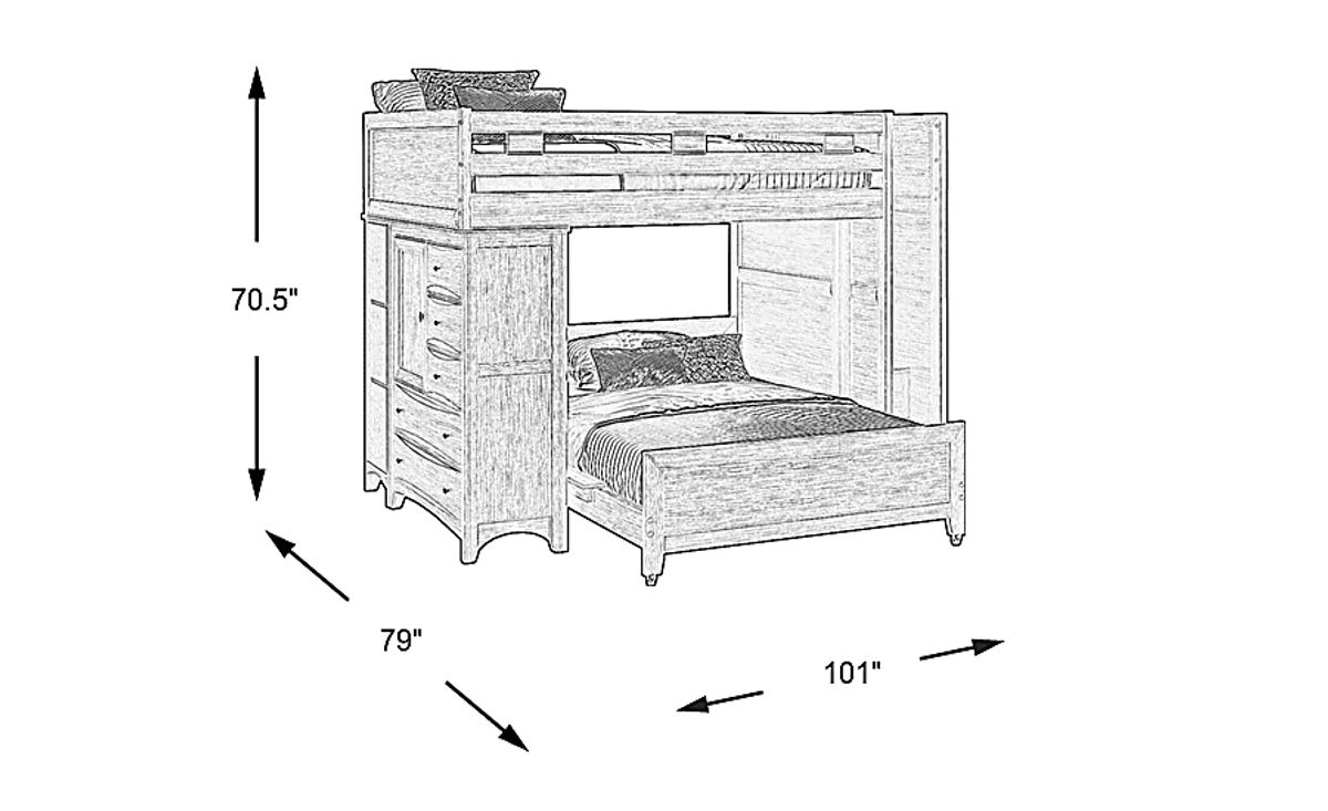 Ivy League 2.0 Walnut Dark Wood Full/Full Bunk With Chest And Bookcase ...