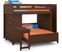 Ivy League 2.0 Walnut Full/Full Step Loft with Chest and Bookcase with Desk Attachment