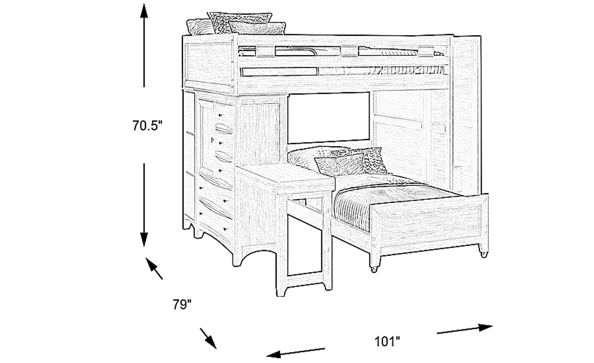 Ivy League 2.0 Walnut Dark Wood Full/Twin Step Loft W Attachments ...