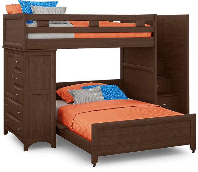 Ivy League 2.0 Walnut Twin/Full Step Loft with Chest - Thumbnail - Image 1