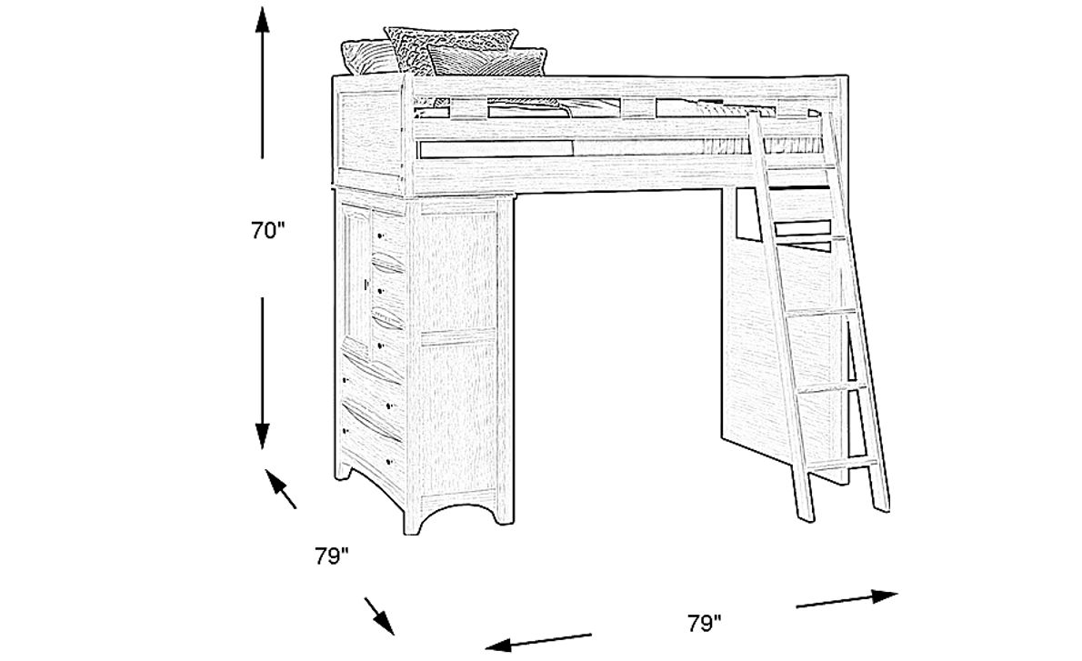 Ivy League 2.0 Walnut Twin Loft Bed with Chest