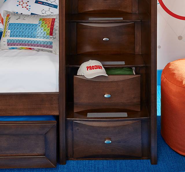 Ivy League 2.0 Walnut Twin Step Loft with Chest and Desk Attachment - Thumbnail - Image 3