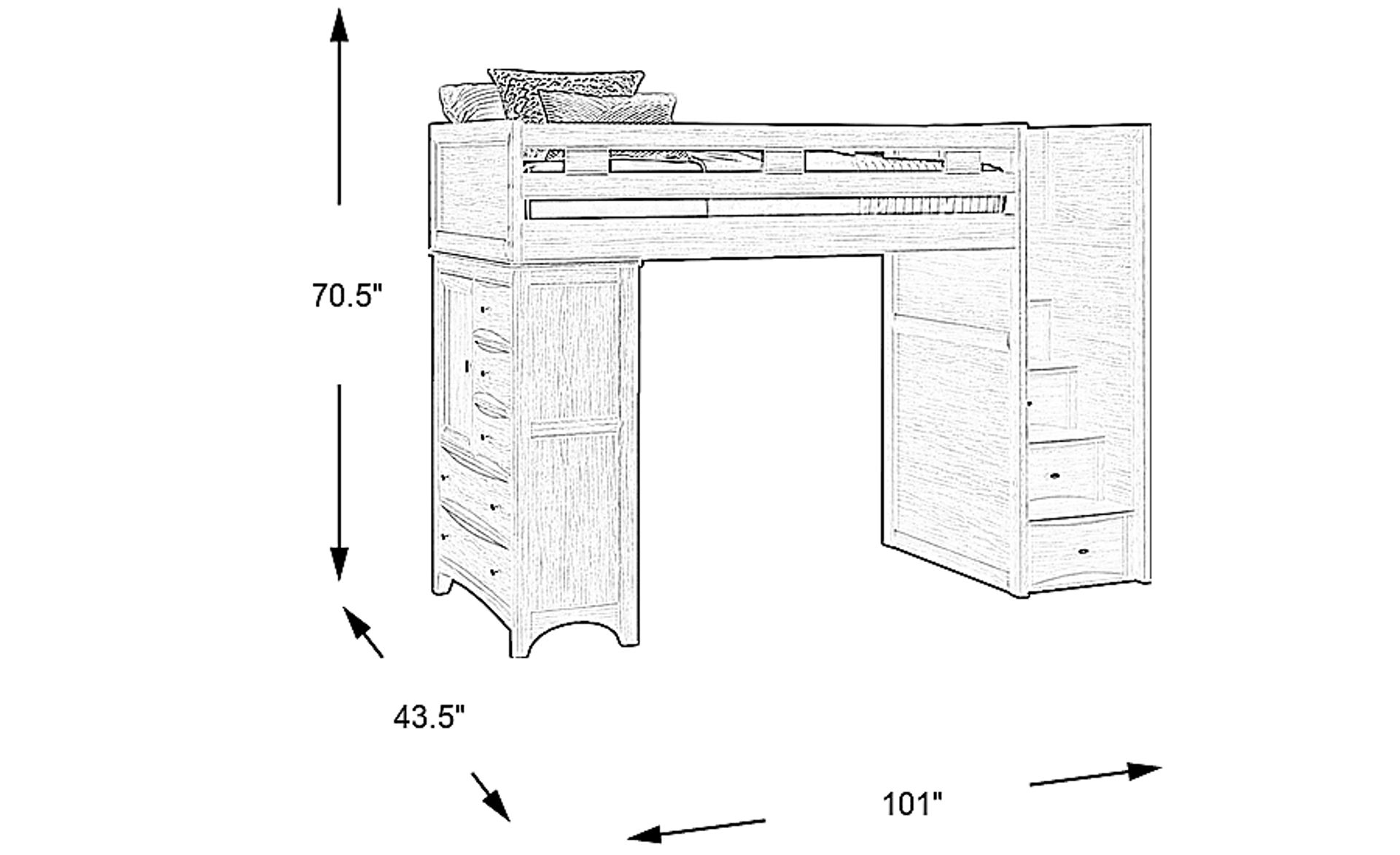 Dimension Image. Please refer to the Dimension Tab on this page for dimension details.