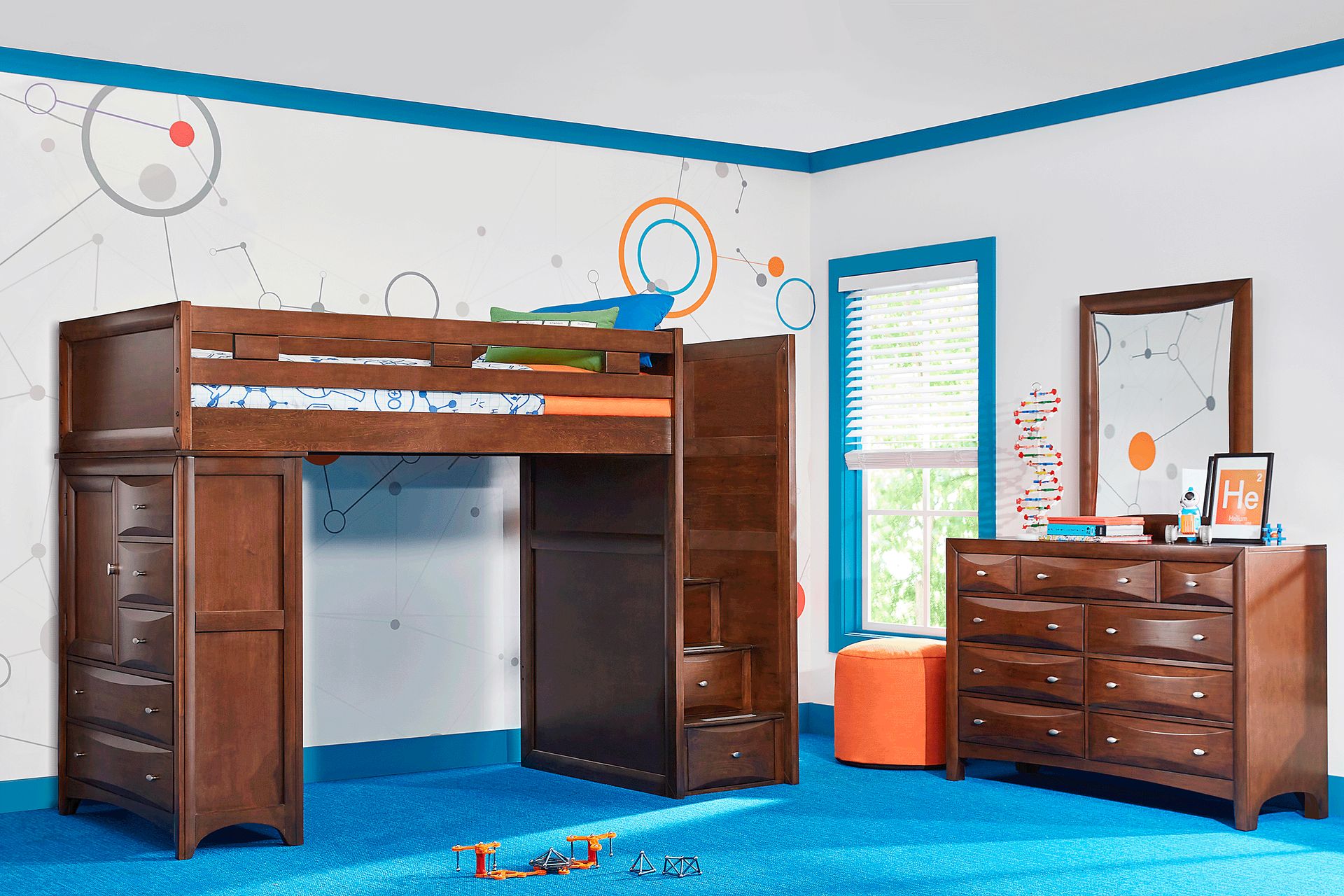 Ivy League 2.0 Walnut Twin Step Loft with Chest - Image 2