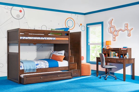 Ivy League 2.0 Walnut Twin/Twin Step Bunk Bed