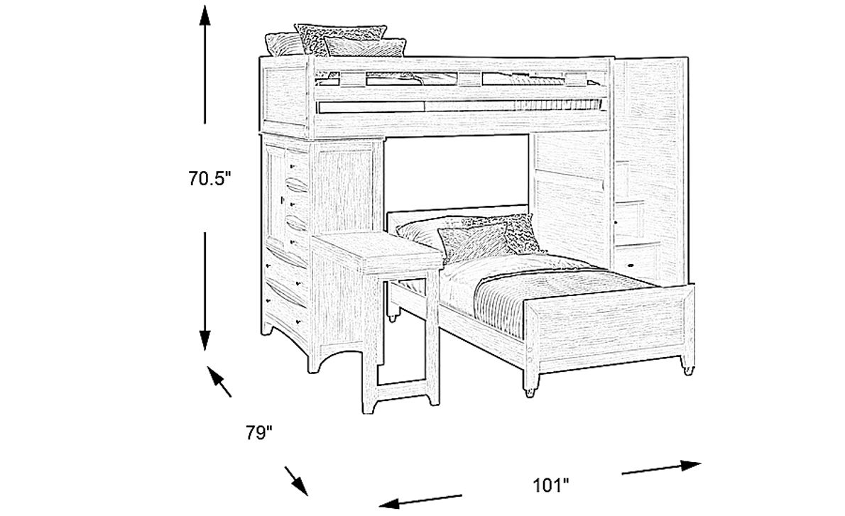 Ivy League 2.0 Walnut Twin/Twin Step Loft with Chest and Desk ...