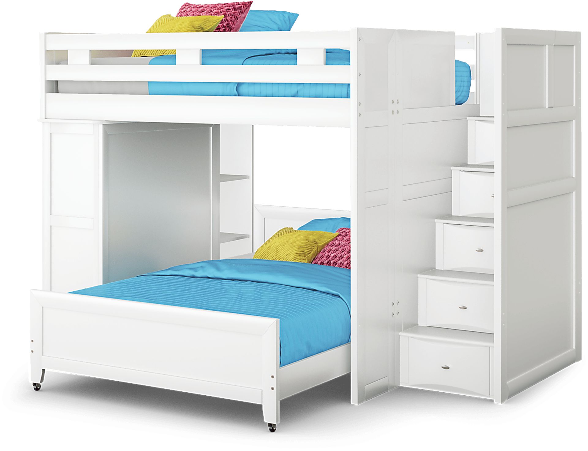 Ivy League 2.0 White Full/Full Step Loft with Chest and Bookcase - Image 3