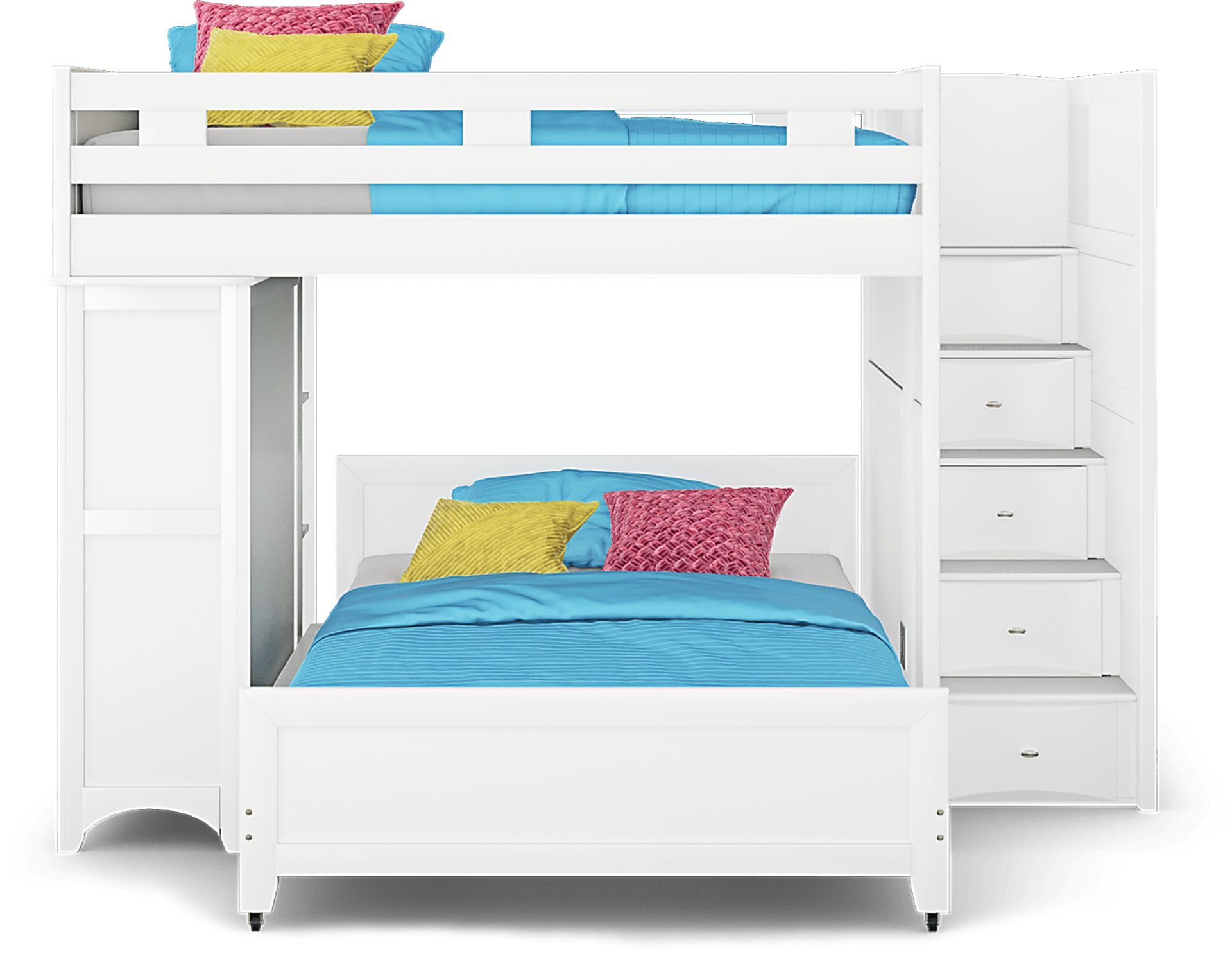 Ivy League 2.0 White Full/Full Step Loft with Chest and Bookcase - Image 4