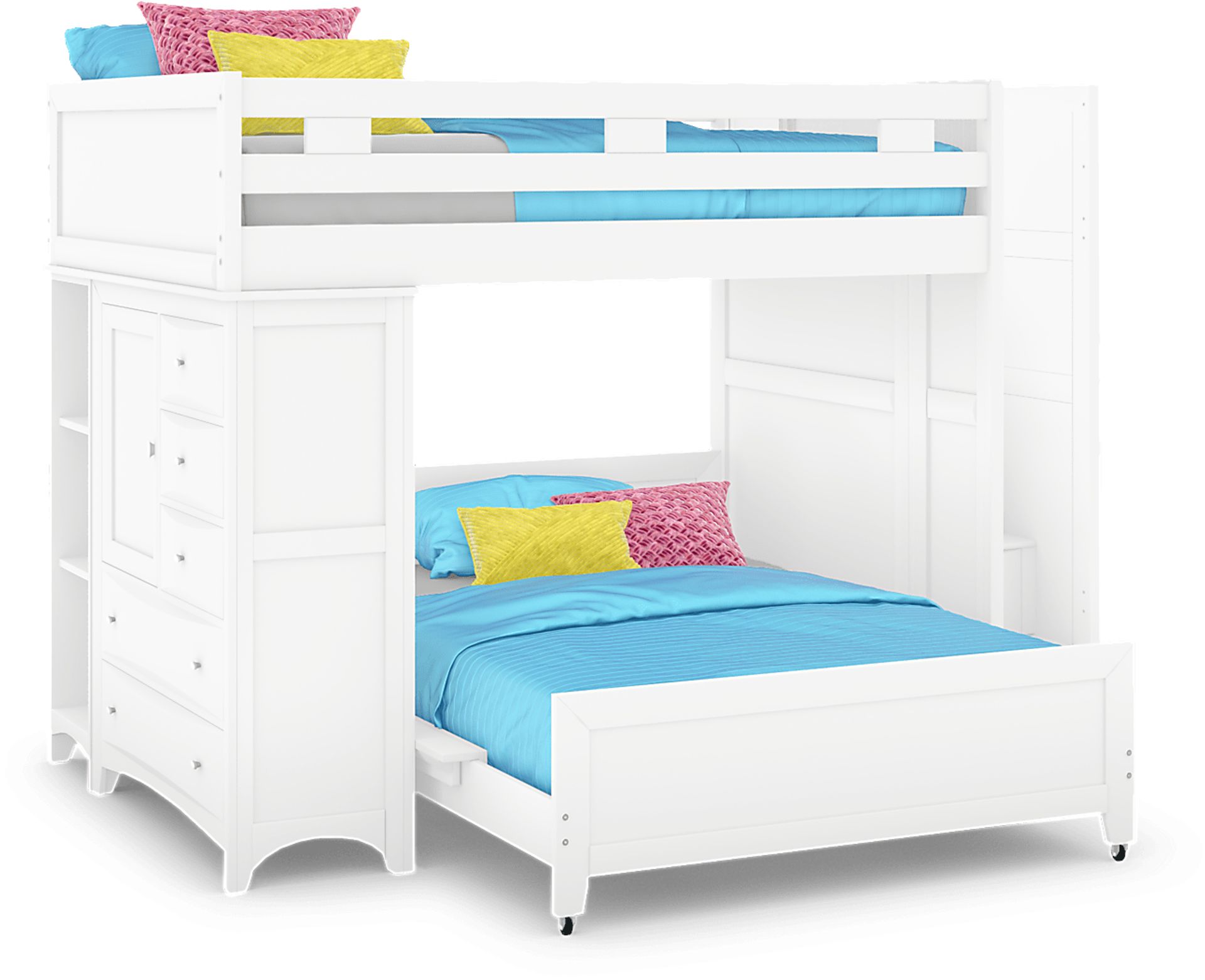 Ivy League 2.0 White Full/Full Step Loft with Chest and Bookcase - Image 1