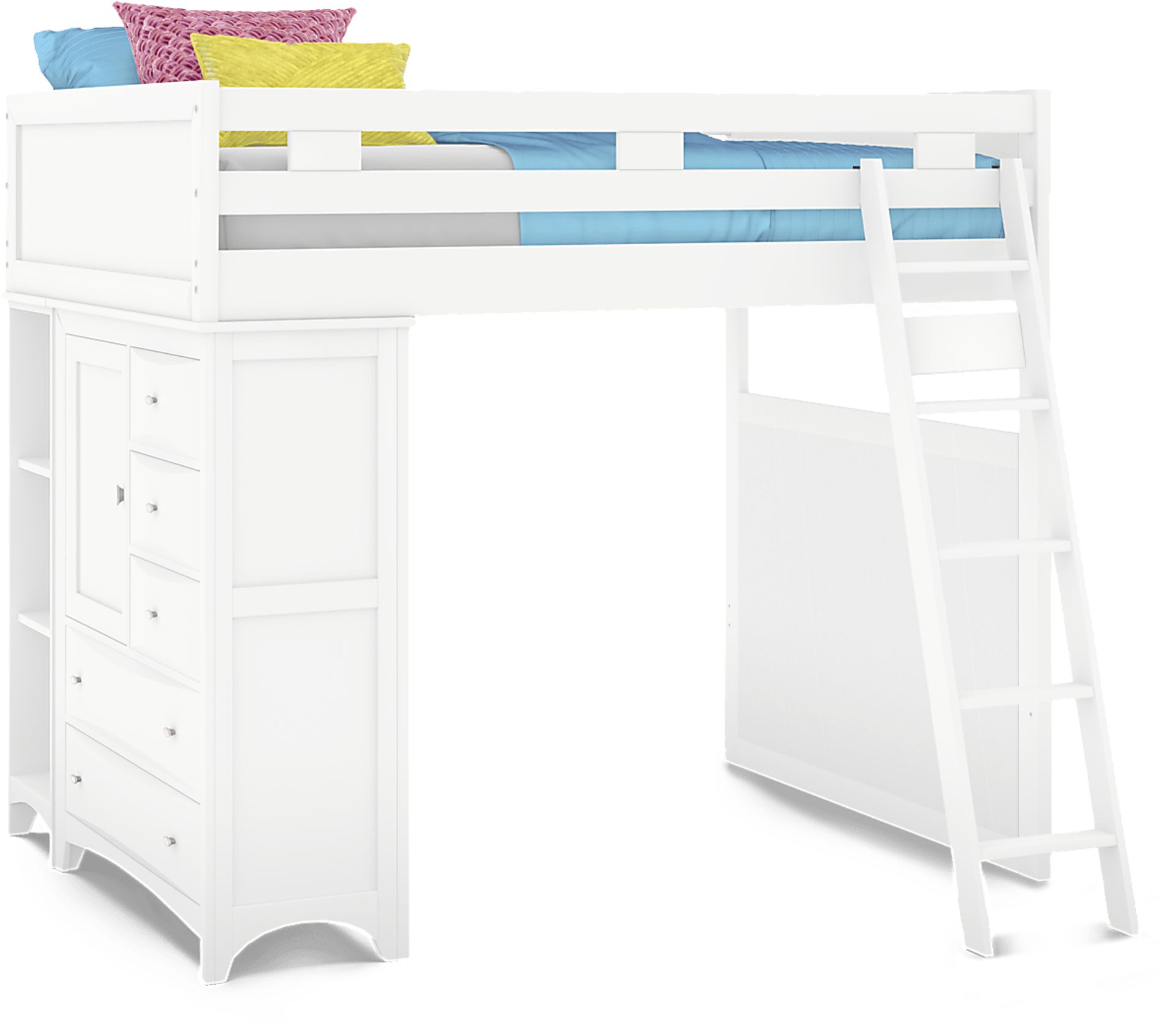 Ivy League 2.0 White Full Loft with Chest and Bookcase - Image 1