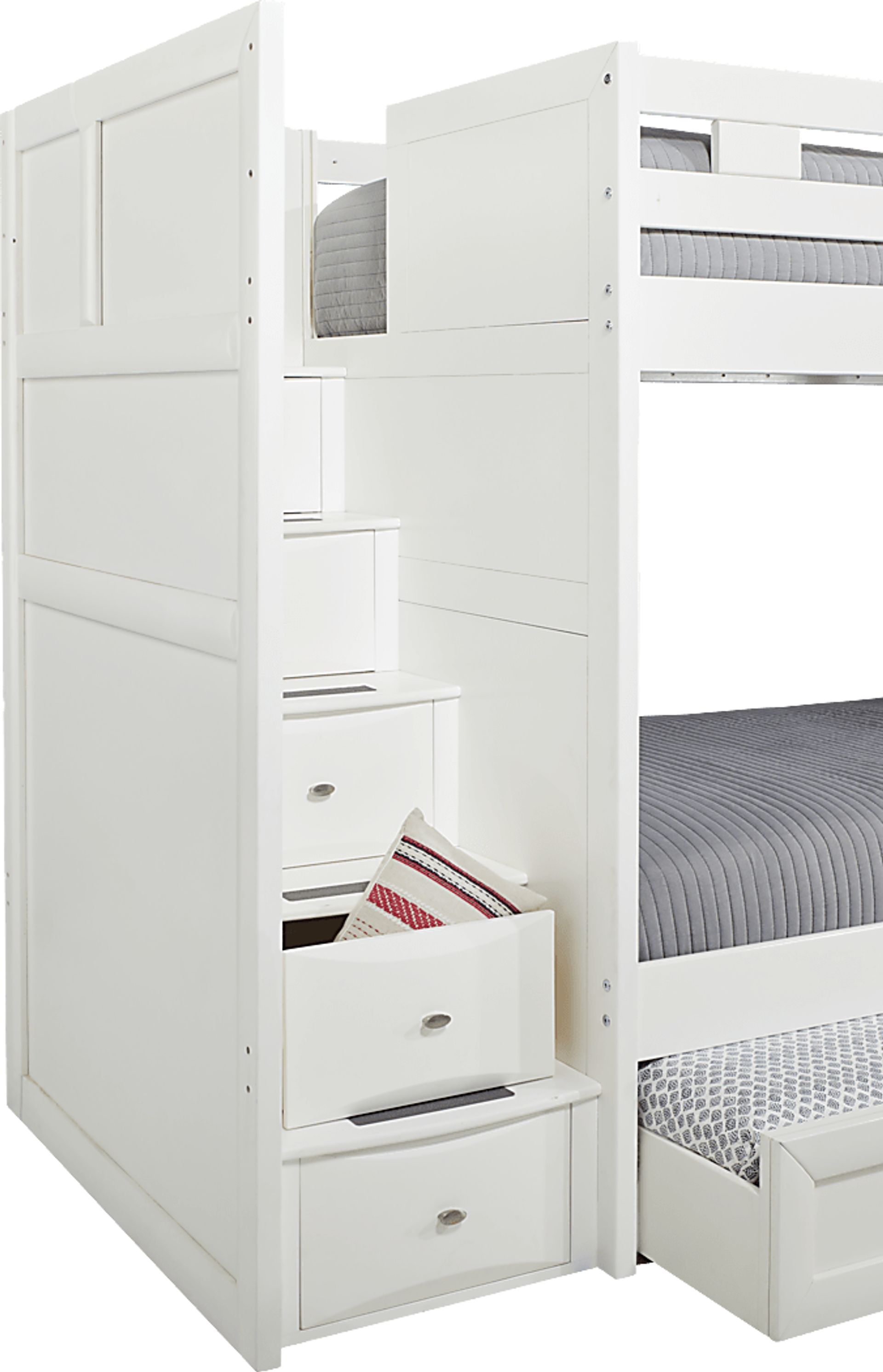 Ivy League 2.0 White Full/Twin Step Bunk with Chest and Bookcase - Image 4