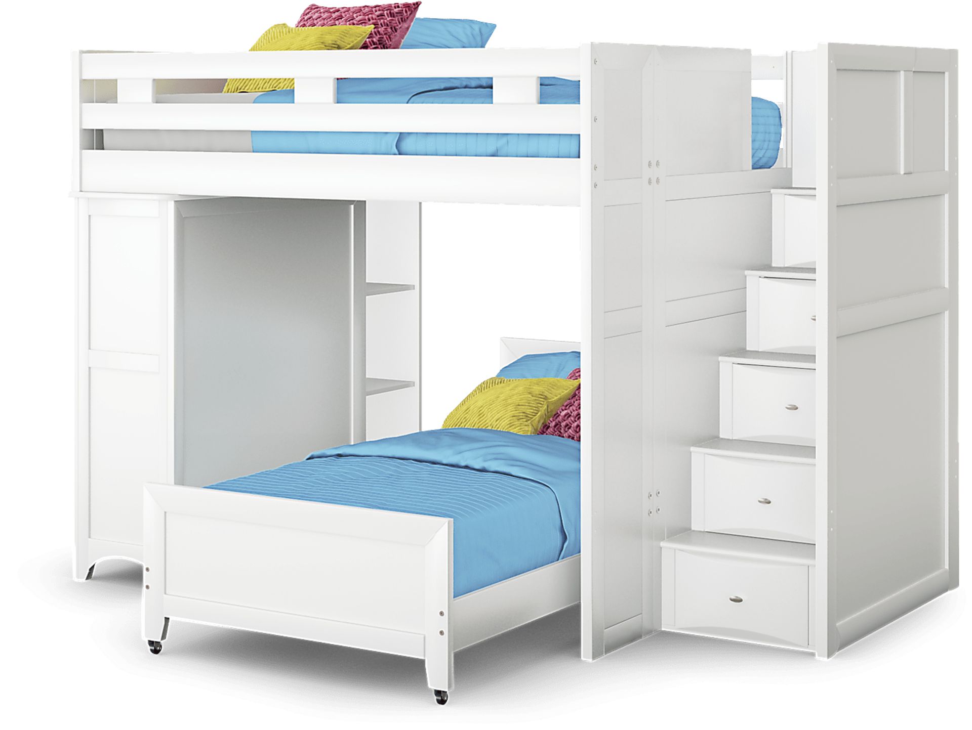 Ivy League 2.0 White Full/Twin Step Bunk with Chest and Bookcase - Image 2