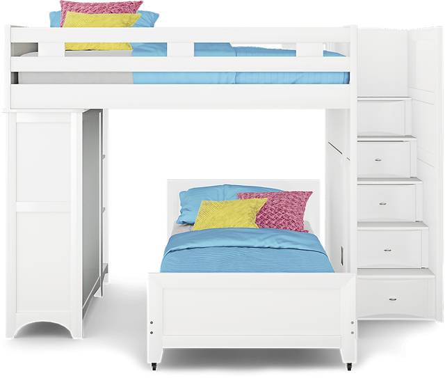 Ivy League 2.0 White Full/Twin Step Bunk with Chest and Bookcase - Thumbnail - Image 3
