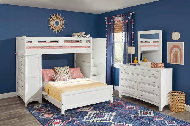 Ivy League 2.0 White Twin/Full Step Loft with Chest - Thumbnail - Image 2