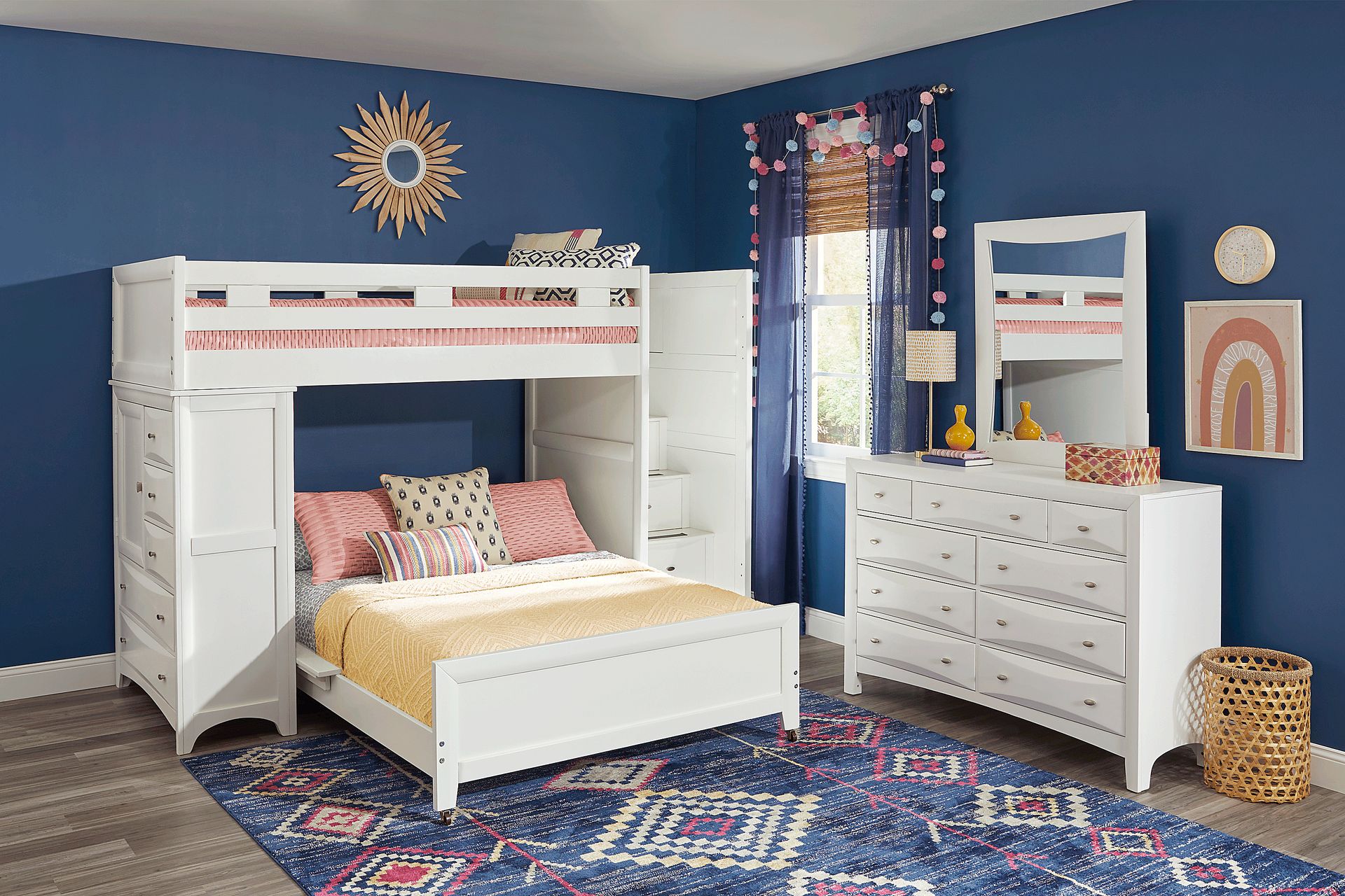 Ivy League 2.0 White Twin/Full Step Loft with Chest - Image 2