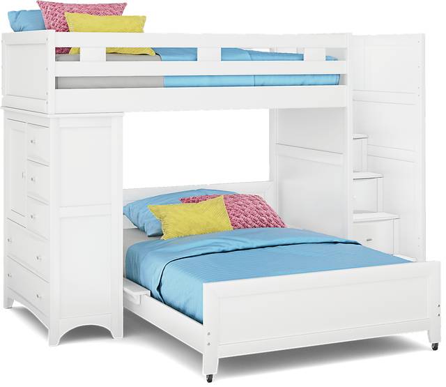 Ivy League 2.0 White Twin/Full Step Loft with Chest - Thumbnail - Image 1