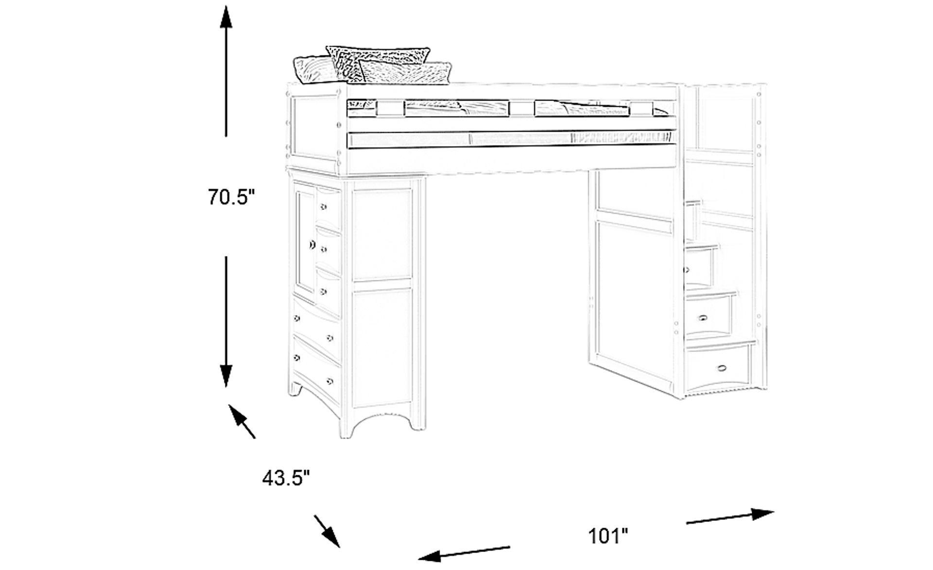 Dimension Image. Please refer to the Dimension Tab on this page for dimension details.