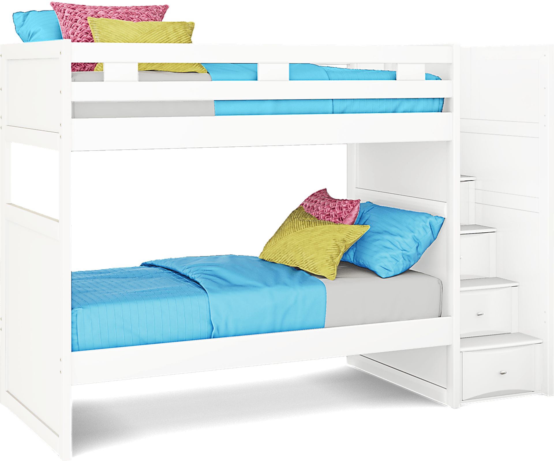 Ivy League 2.0 White Twin/Twin Step Bunk Bed - Image 1