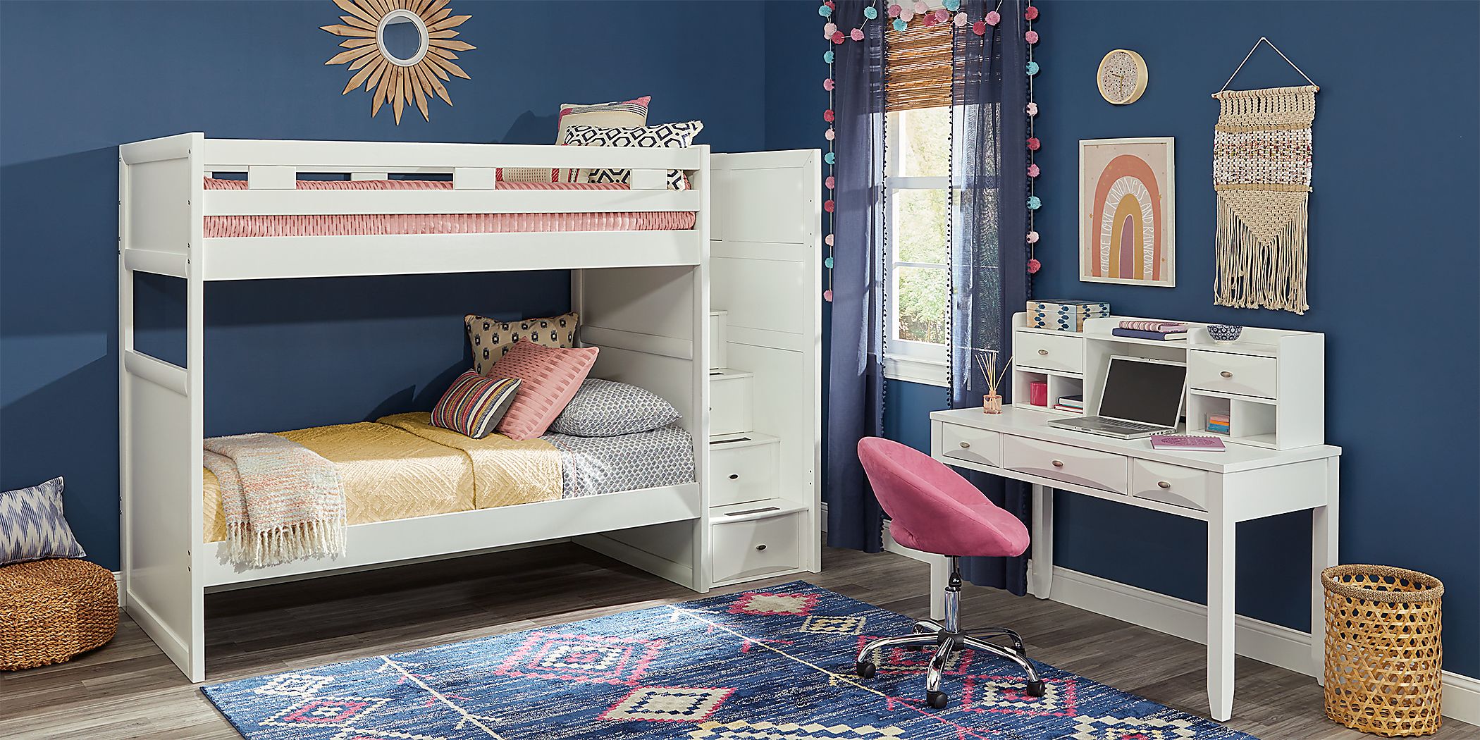 Ivy League 2.0 White Twin/Twin Step Bunk Bed Rooms To Go