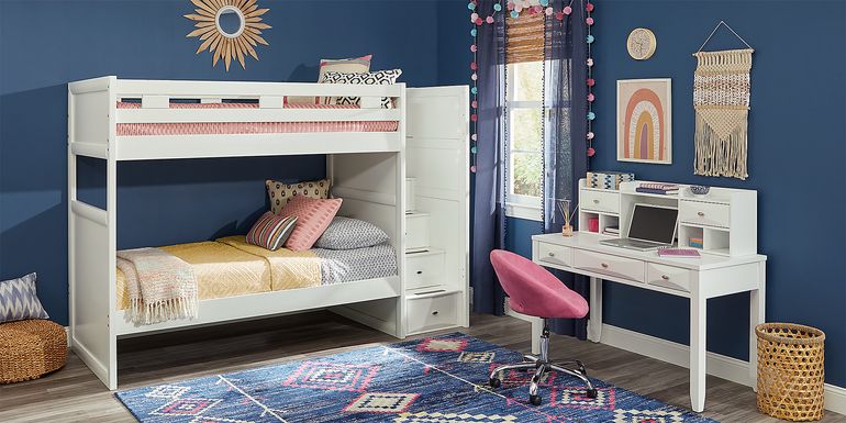 Ivy League 2.0 White Twin/Twin Step Bunk Bed