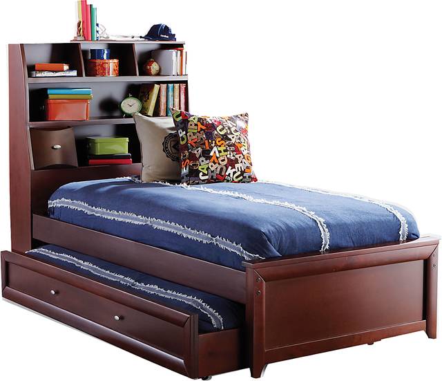 Ivy League Cherry 4 Pc Twin Bookcase Bed w/Trundle - Thumbnail - Image 1