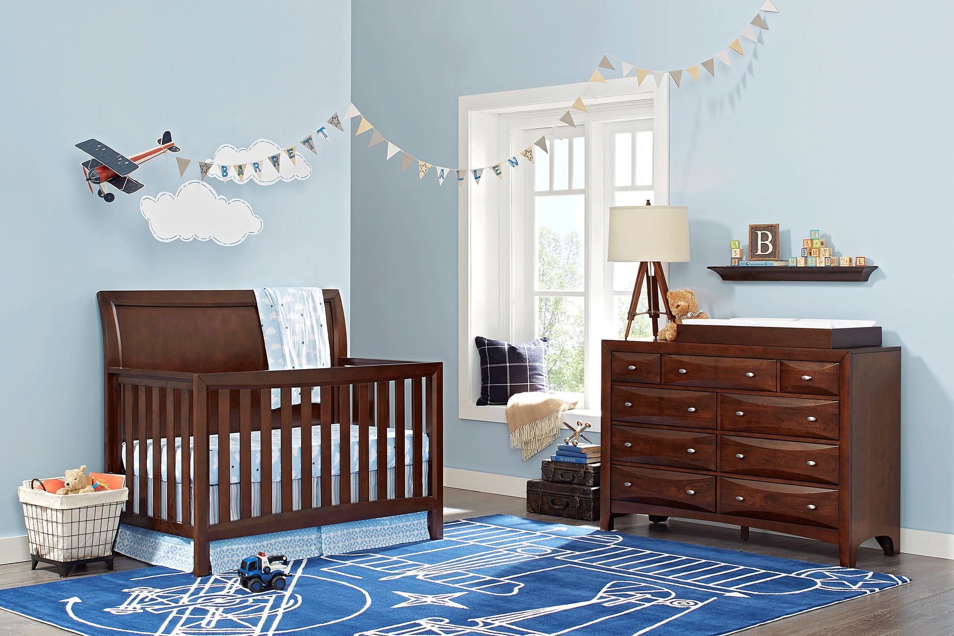 Ivy League Cherry 6 Pc Nursery with Toddler & Conversion Rails - Image 1