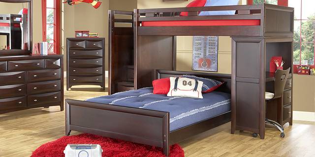 Ivy League Cherry Twin/Full Step Loft Bunk with Desk - Thumbnail - Image 2