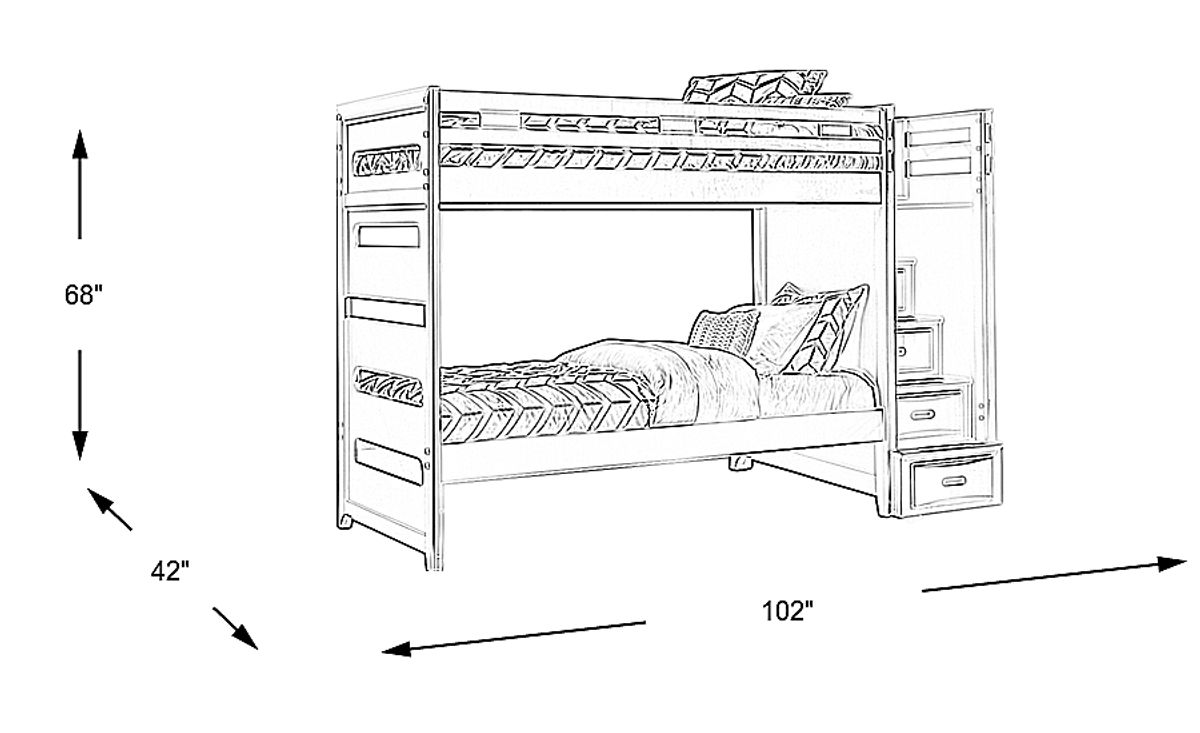 Ivy League 5 Pc Dark Cherry Wood Twin/Twin Step Bunk Bed | Rooms to Go