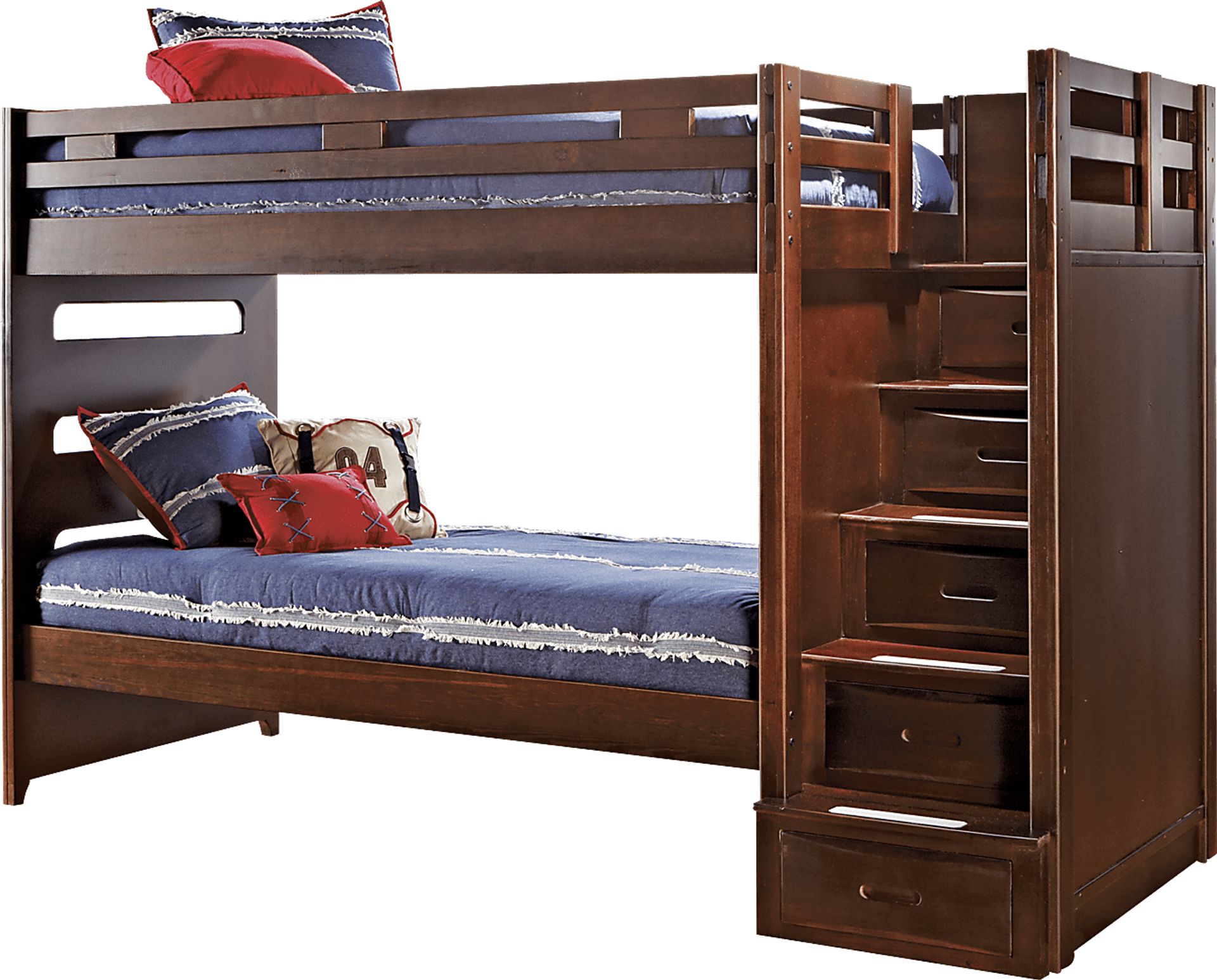 Ivy League Cherry Twin/Twin Step Bunk Bed - Image 1