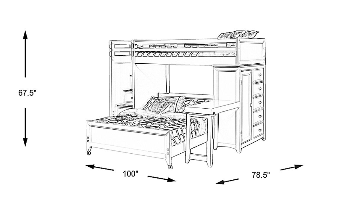 Ivy League 6 Pc White Colors,White Twin/Full Step Loft Bunk | Rooms to Go