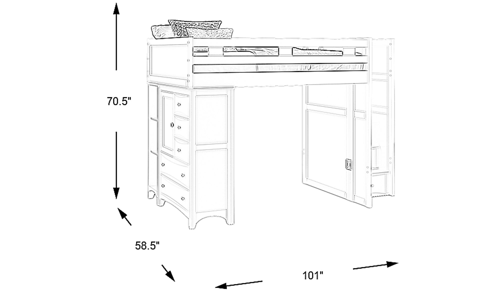 Dimension Image. Please refer to the Dimension Tab on this page for dimension details.