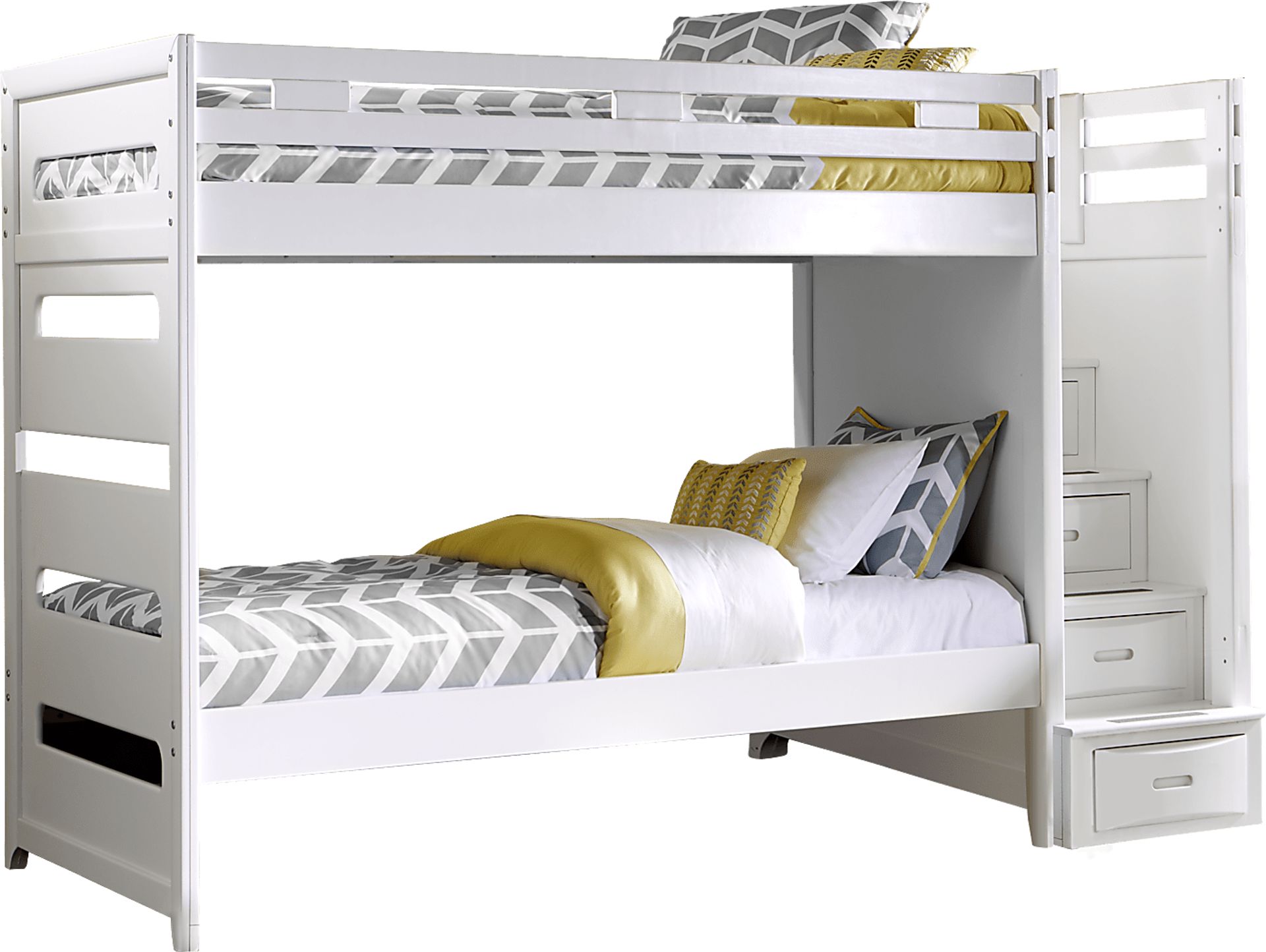 Ivy League White Twin/Twin Step Bunk Bed - Image 1