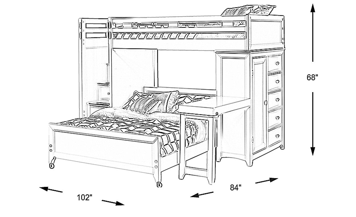 Ivy League 6 Pc White Colors,White Twin/Twin Step Loft Bunk | Rooms to Go