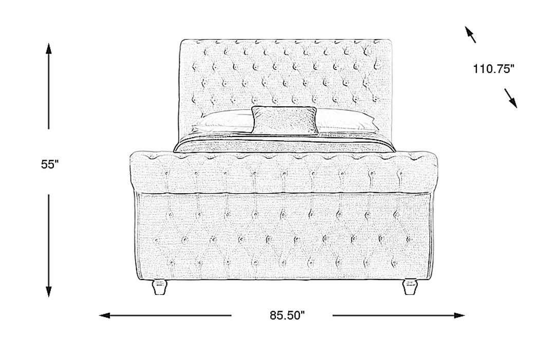 Ivy White 3 Pc King Upholstered Sleigh Bed
