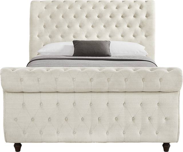 Ivy White 3 Pc Queen Upholstered Sleigh Bed - Thumbnail - Image 2