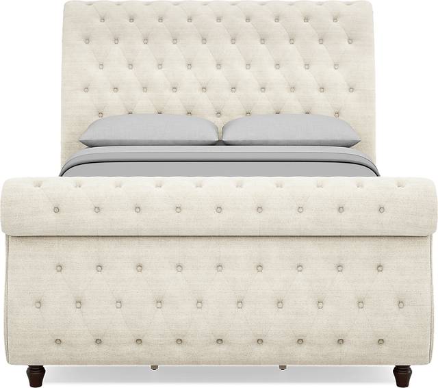 Ivy White 3 Pc Queen Upholstered Sleigh Bed - Thumbnail - Image 2